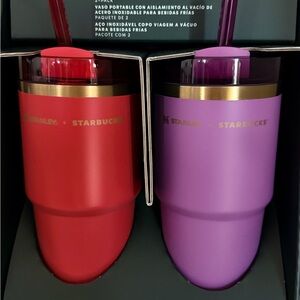 Starbucks Red and Purple Tumbler Set